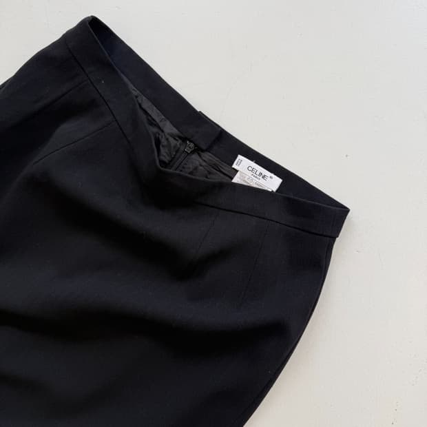 CELINE 셀린느 블랙 베이직 H라인 미디 스커트 40