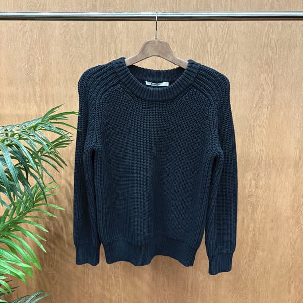 알렉산더 왕 긴팔 라운드넥 니트 래글런 무지 디테일 레귤러핏 블랙