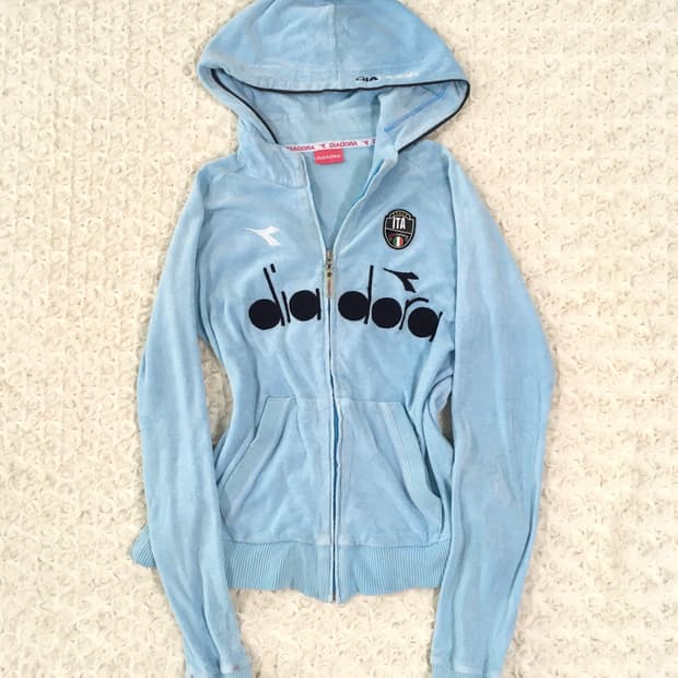 jpn vintage Diadora skublue tarry hood z