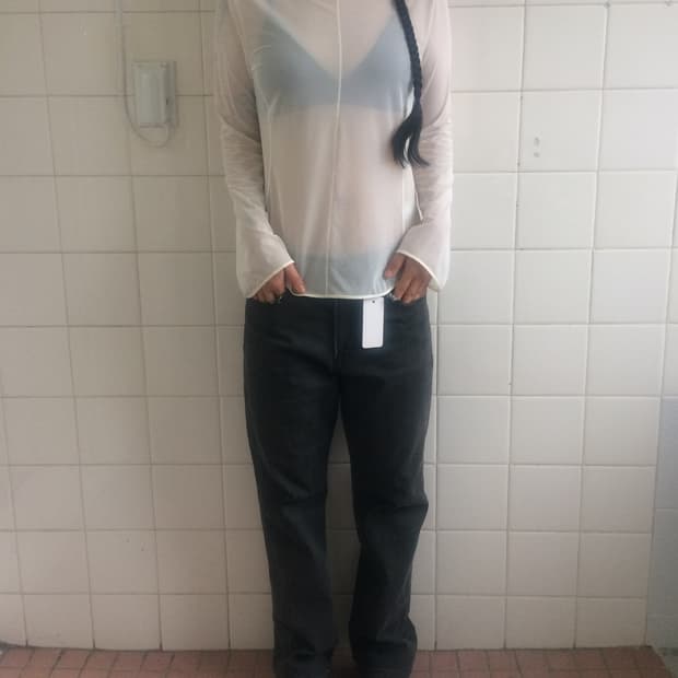 Line detail see through mesh top