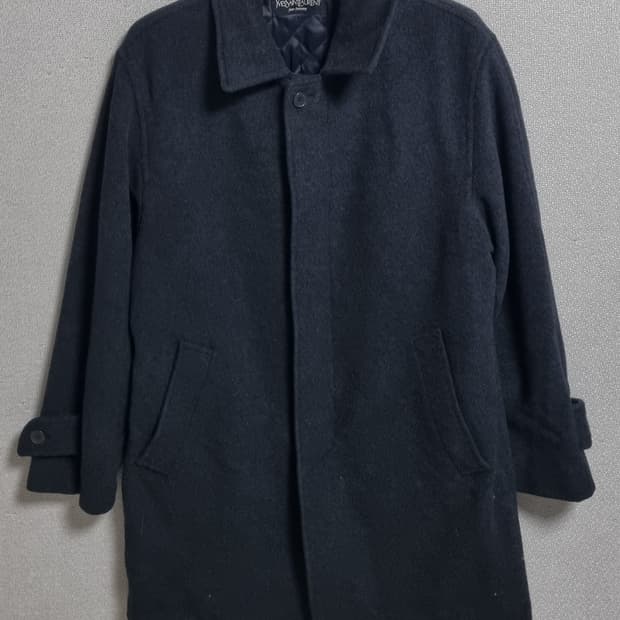 L (100) 입생로랑 빈티지 다크그레이 울/캐시미어 반코트