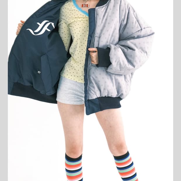 샵페어리 패치 봄버 패디드 자켓