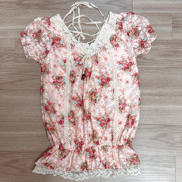 리즈리사 플로럴 레이스 블라우스 탑 히메갸루 라떼갸루 