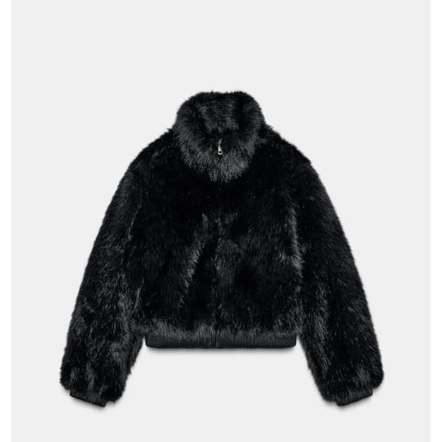 (새상품)자라 페이크 퍼 숏 코트 블랙 XS