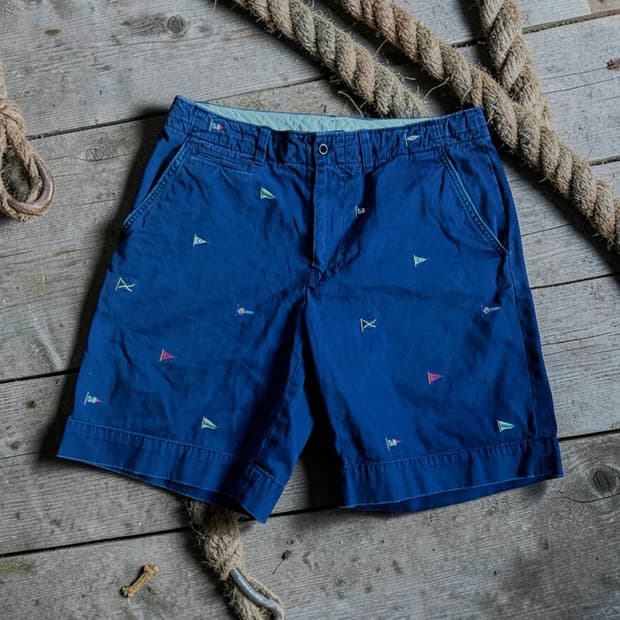 00s 폴로 랄프 로렌 노티컬 플래그 엠브로이더리 치노 쇼츠