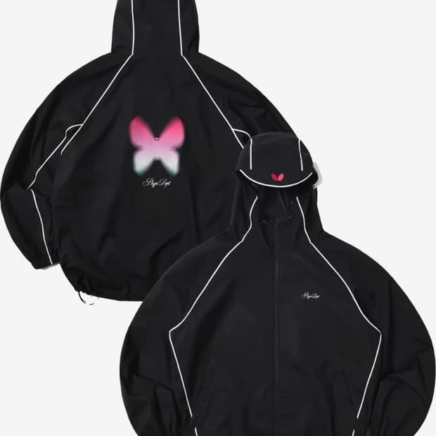 XL 피지컬 에듀케이션 디파트먼트 플라이 로고 트랙 자켓 바람막이 블랙