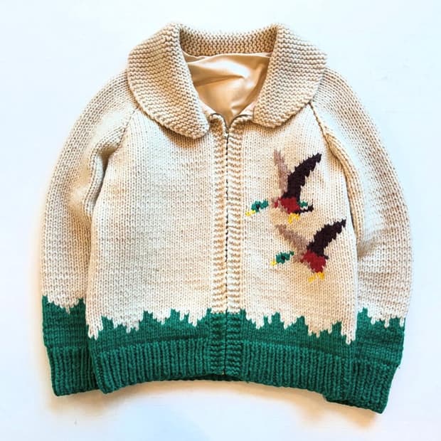 60’s 청둥오리 핸드메이드 니트 집업