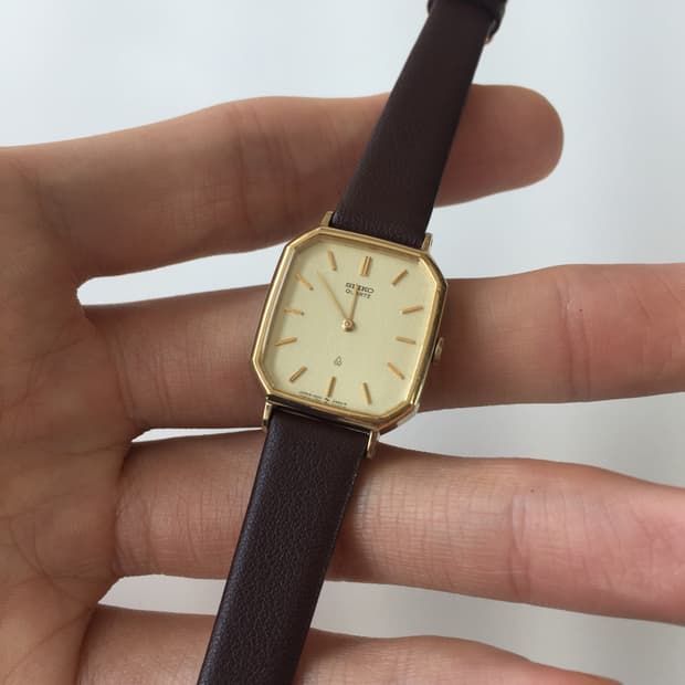 80s seiko tank gold quartz