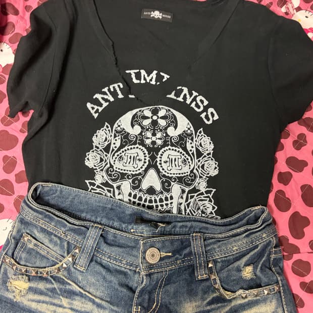 갸루 펑크 반바지 반팔세트 