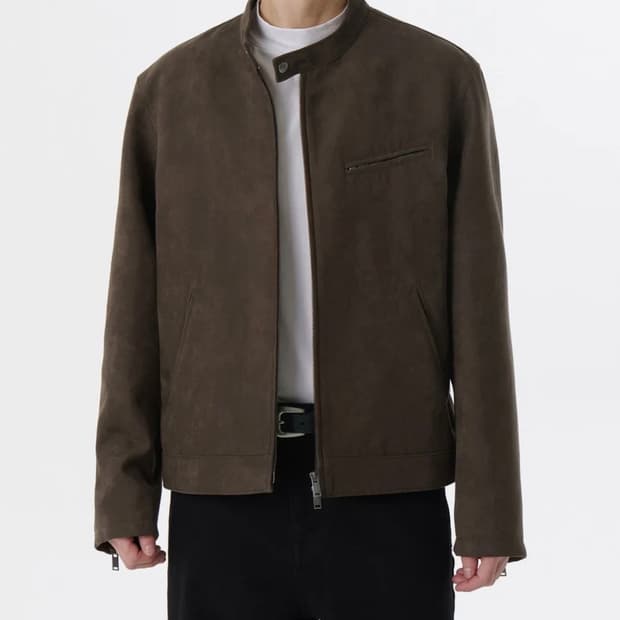 (2XL) 무탠다드 신세틱 스웨이드 레이서 재킷 [브라운]