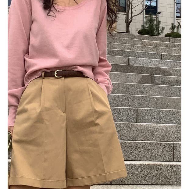 르헤르 핀턱 반바지 베이지 