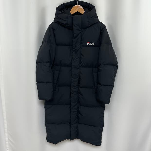 필라 남자 후드 롱패딩 점퍼 검정 S 90