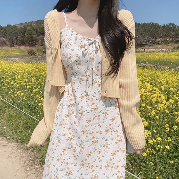 여리여리 플라워 나시 원피스