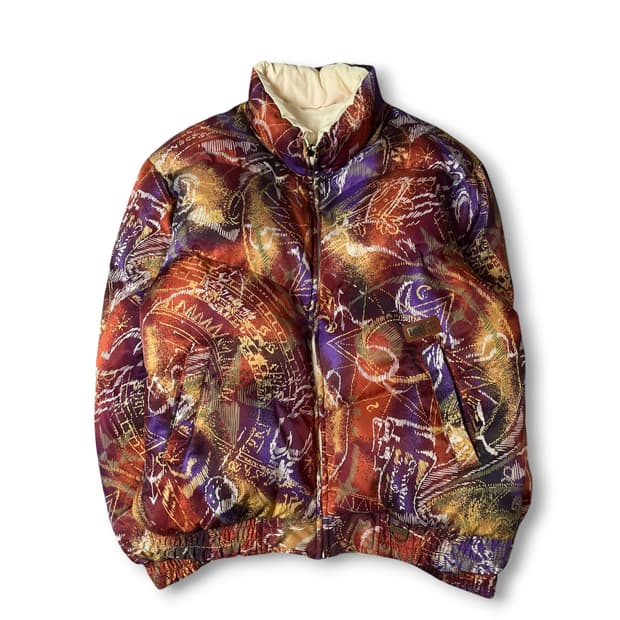 Lee 리 빈티지 오렌지 퍼플 패턴 리버시블 패딩