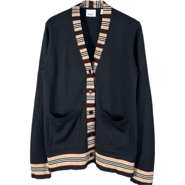 21FW 버버리 아이콘 스트라이프 트리밍 여성 울 가디