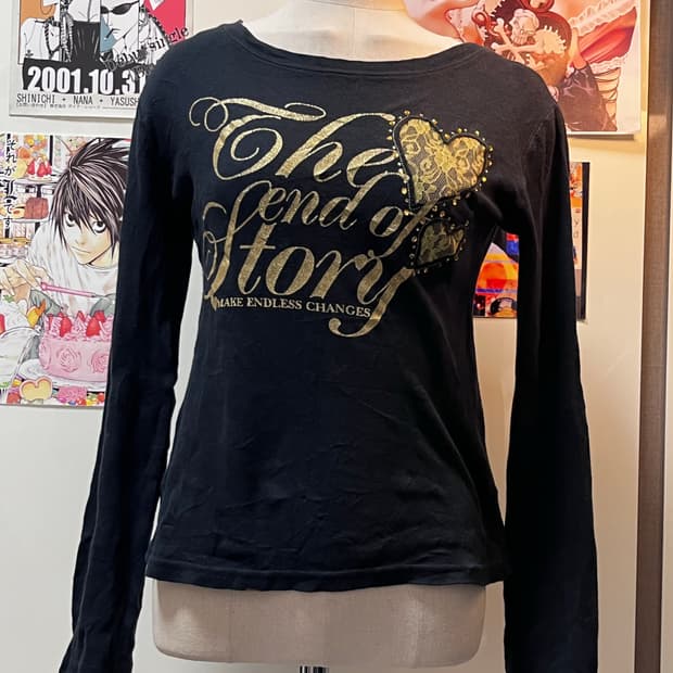 Cornflake y2k 갸루 레터링 하트 레이스 큐빅 롱슬리브