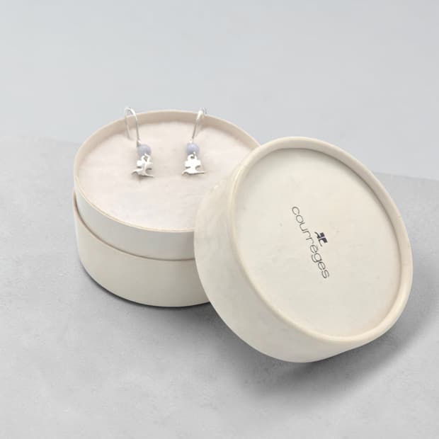 꾸레쥬 로고 실버 귀걸이