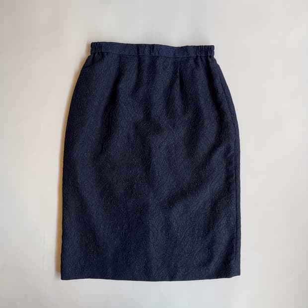 Navy Paisley Jacquard Skirt