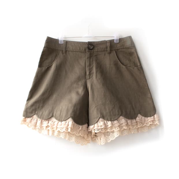 Japanese Designer 올리브 레이스 팬츠♥ 