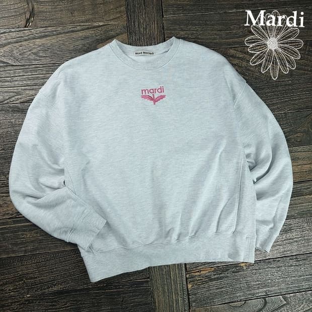 [마르디메크르디] 로고 자수 오버핏 맨투맨 그레이 M19208