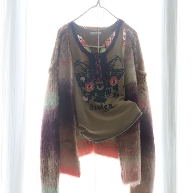 [Perverze] Gradient Stripe Knit Cardigan