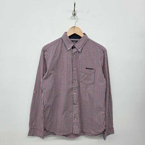 빔즈 체크 긴팔 셔츠 남방 여L
