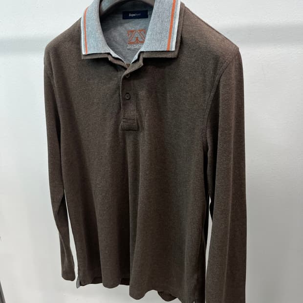 100) 제냐 배색 긴팔카라티