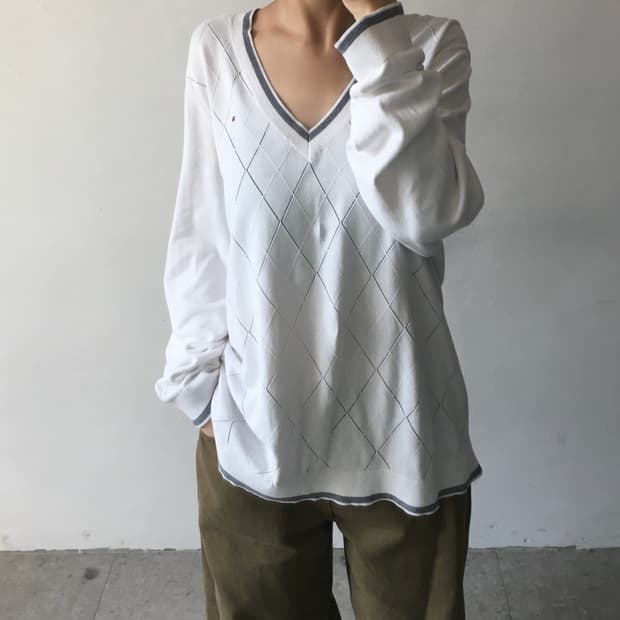 타미힐피거 아가일패턴 니트