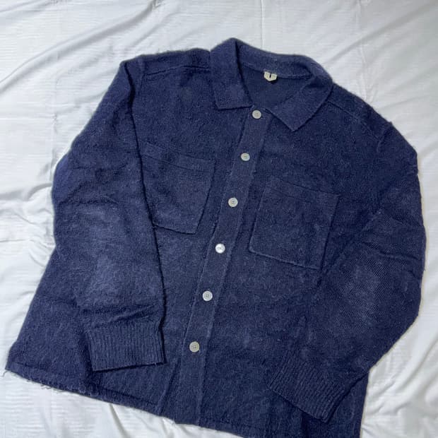 아르켓 헤어리 울 가디건 네이비 XL