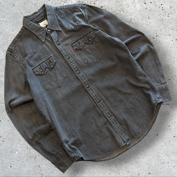 [M] 리바이스 웨스턴 데님 셔츠 블랙 D600