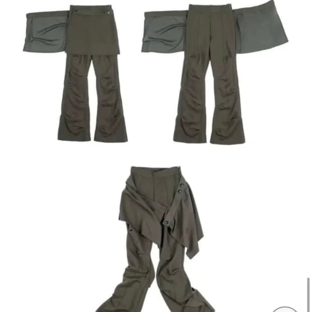 오호스 ojos 핀턱 랩스커트팬츠 카키