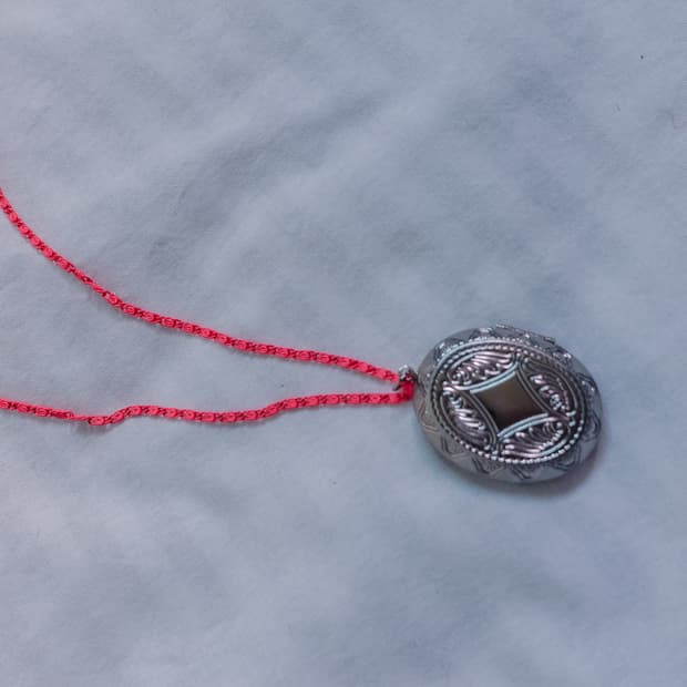 sliver pink charm necklace