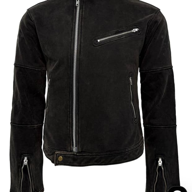 비엑세스 Washed Black Moto Zip Jacket 