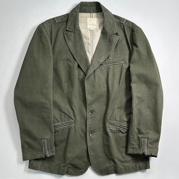 디젤 코튼 카키 블레이저 자켓