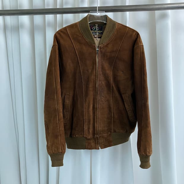 90’s jpn vtg 빈티지 브라운 양가죽 스웨이드 블루종 자켓 XL
