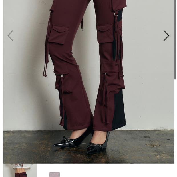 FLARED CARGO PANTS BURGUNDY