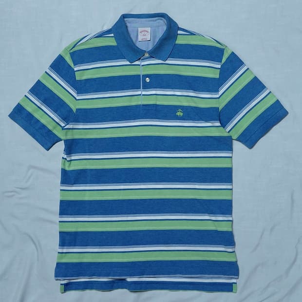 [S] 브룩스 브라더스 346 스트라이프 폴로 셔츠 (블루/그린)