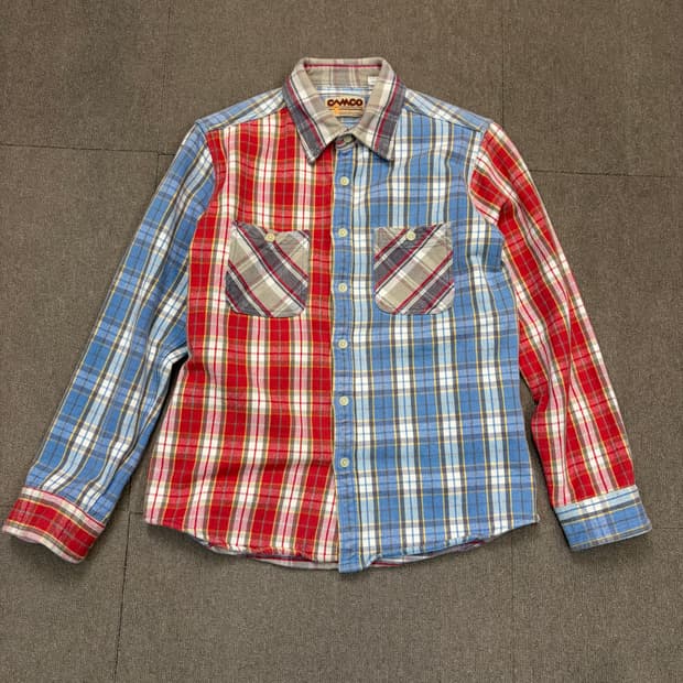 camco 배색 체크 헤비 플란넬 셔츠 m 
