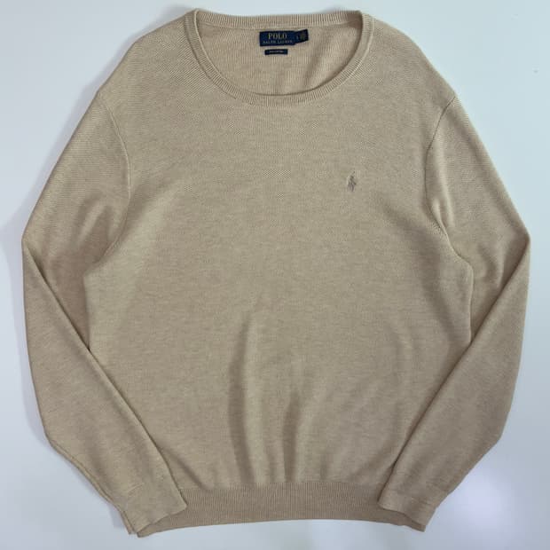 Polo 폴로 랄프로렌 신형 베이지 코튼 라운드 니트