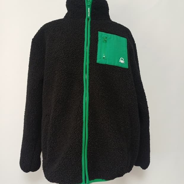 베네통 키즈 플리스 150 (성인여성 44~55 추천 / 켈리그린 배색)