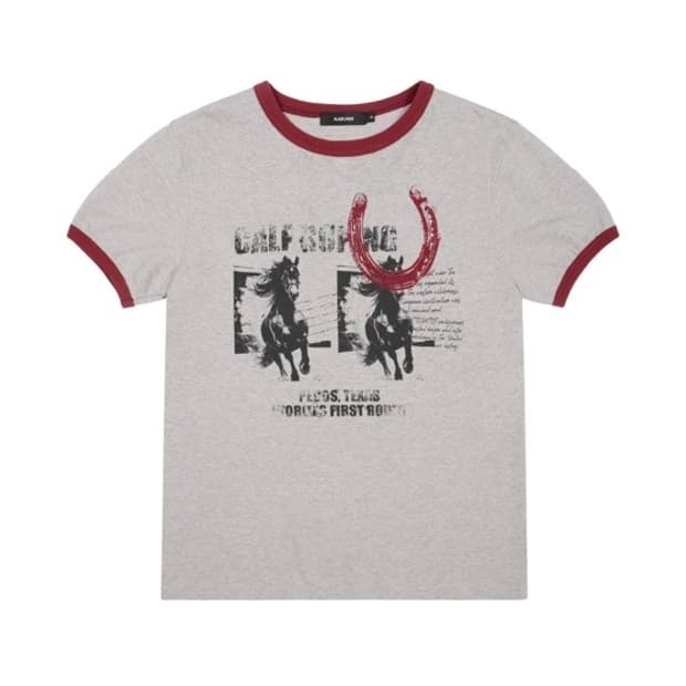 AAKAM - Horseshoe Ringer Top (Gray)