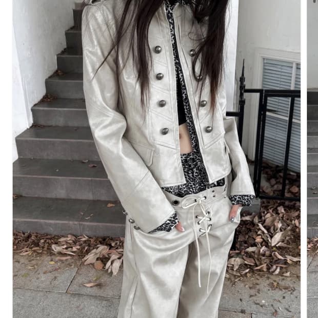 Sculture 레오파드 레더 자켓