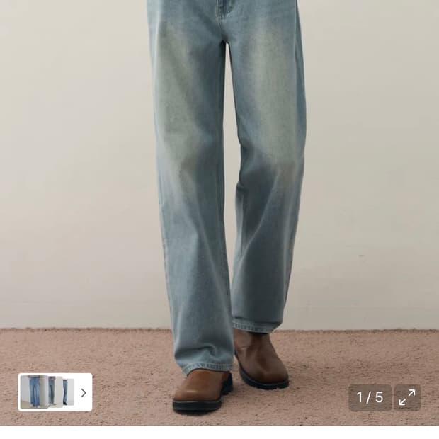 (새상품)(L)드로우핏 유주얼 세미 와이드 데님 팬츠 DUSTY BLUE