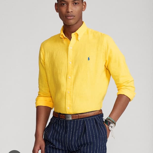 (25년) 폴로 랄프로렌 옐로우 린넨 셔츠 매장정품  M