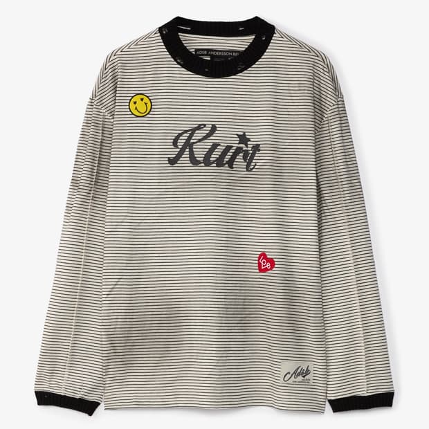 앤더슨벨 커트 스트라이프 롱 슬리브 티셔츠 화이트 M