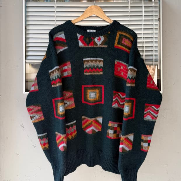 LEE 90s multi square knit sweater