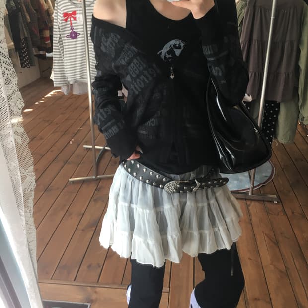 히스테릭글래머 히스걸 블랙 하트 글리터 집업