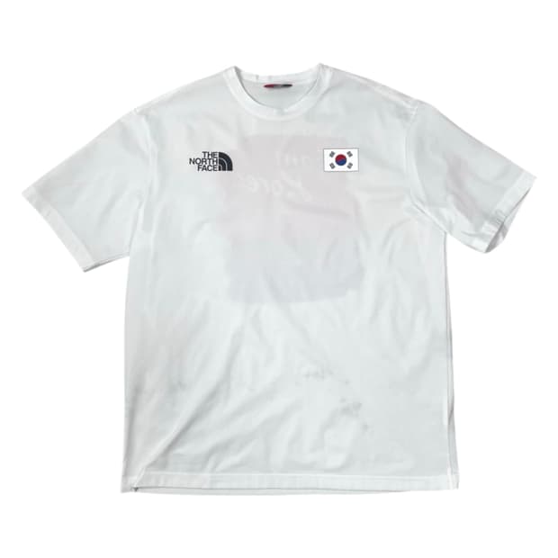 노스페이스 THE NORTH FACE 화이트 팀코리아 반팔 티셔츠 XL