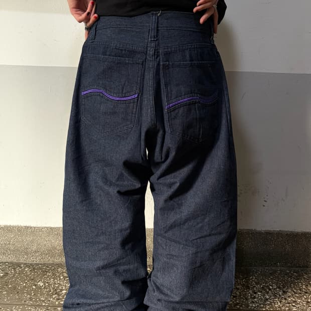 90s 올드스쿨 션존자수 오버 와이드 데님 팬츠