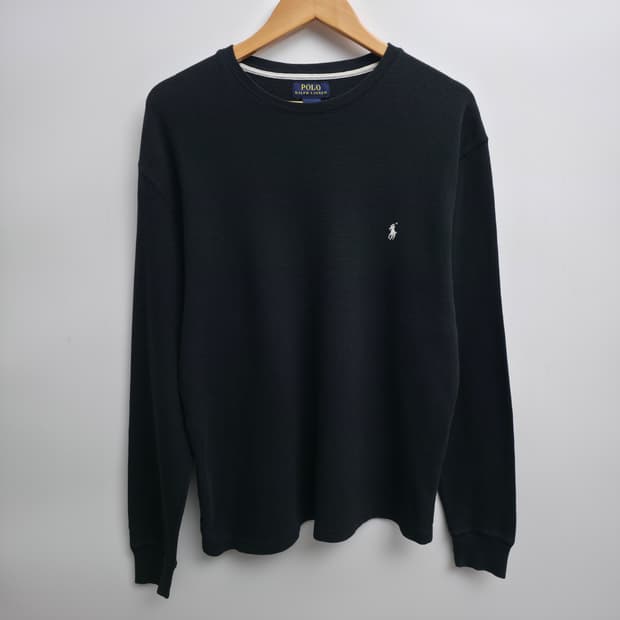 [L] 폴로 랄프로렌 와플 블랙 긴팔티